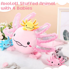 Aoriher axolotl baby plush six inch in four colors for portable hugs and imaginative play.