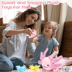 Aoriher plush decor pillow featuring an axolotl family for cute room accents.