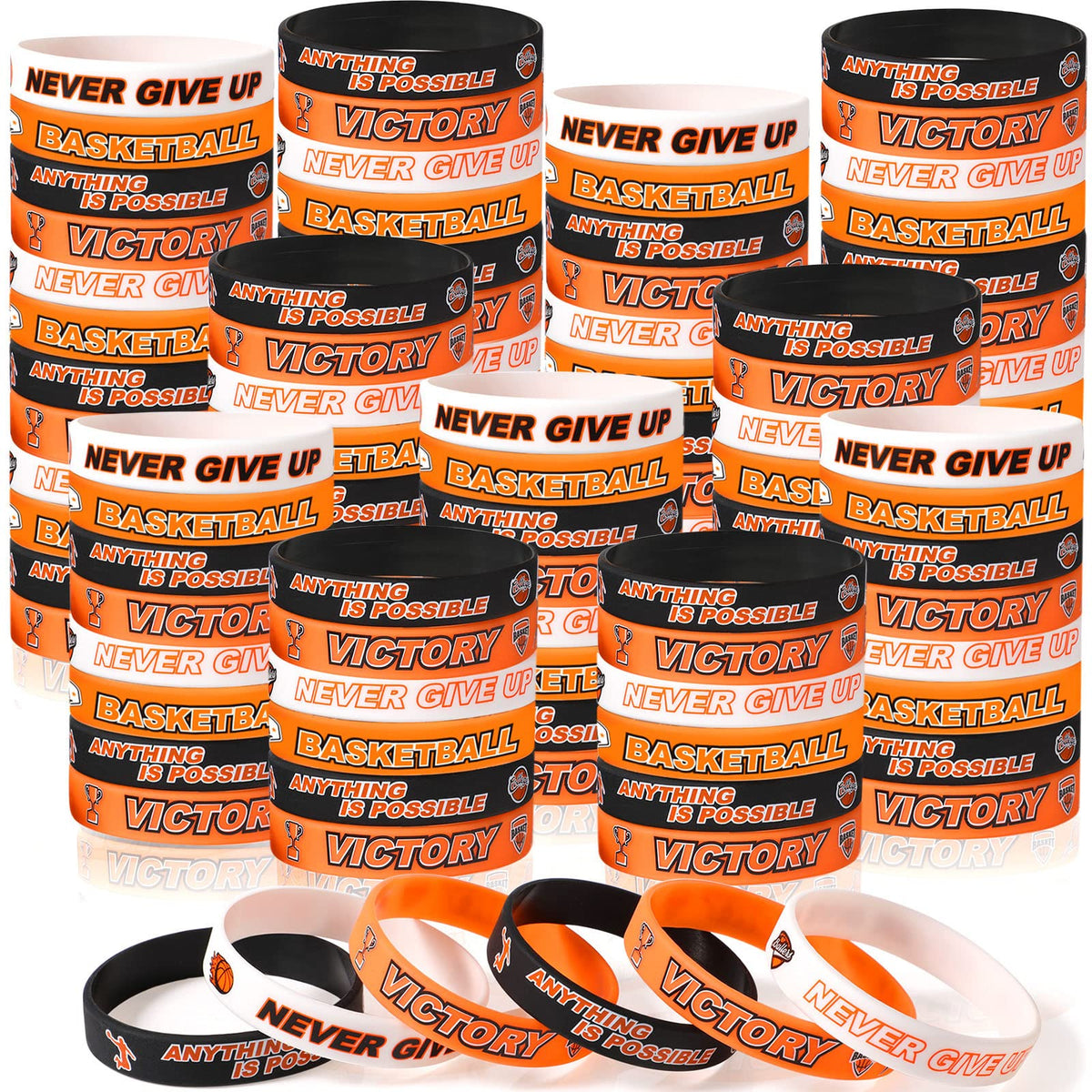 Aoriher basketball silicone bracelets in orange for team spirit on game day