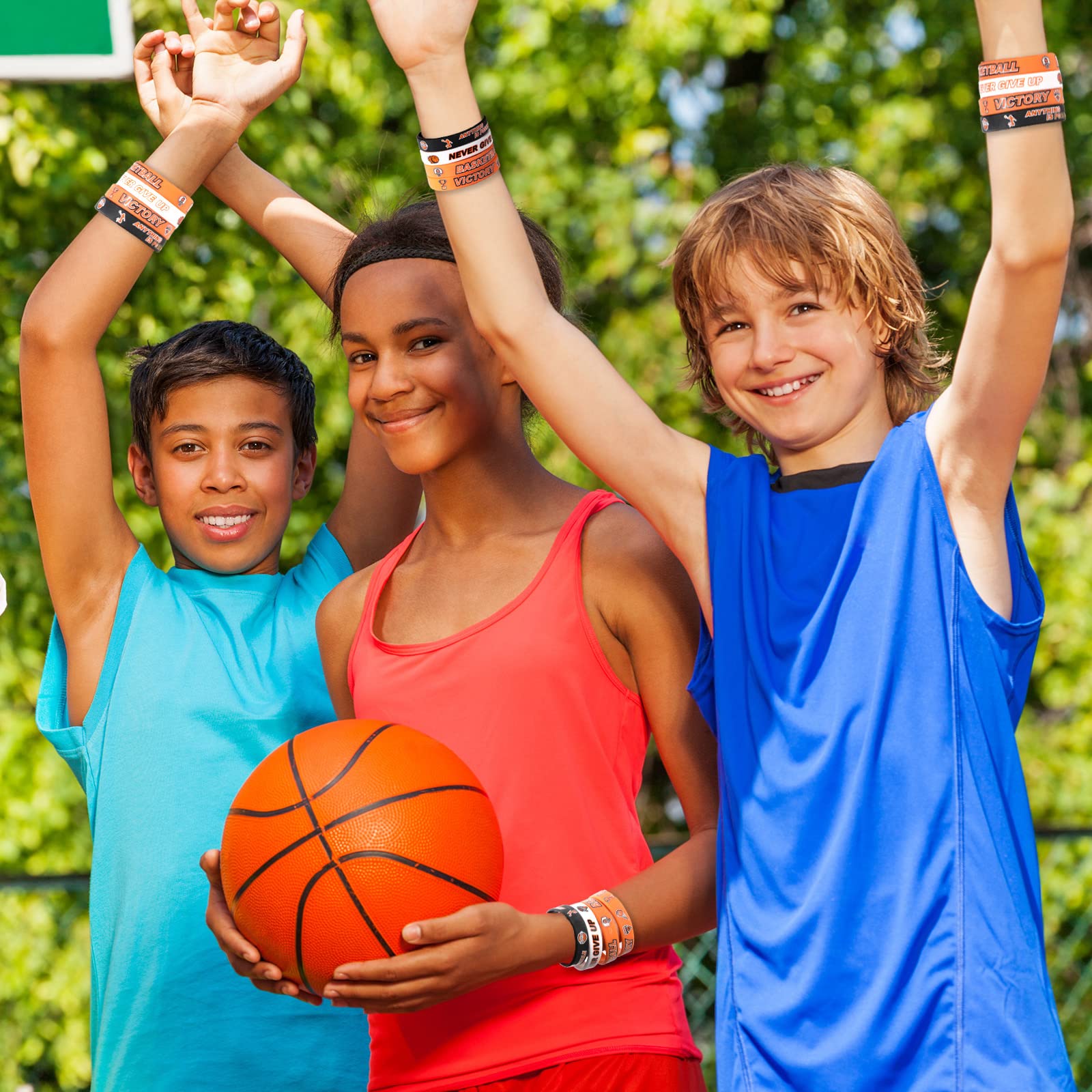 Aoriher basketball bracelets used as party favors at a celebration