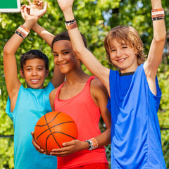 Aoriher basketball bracelets used as party favors at a celebration