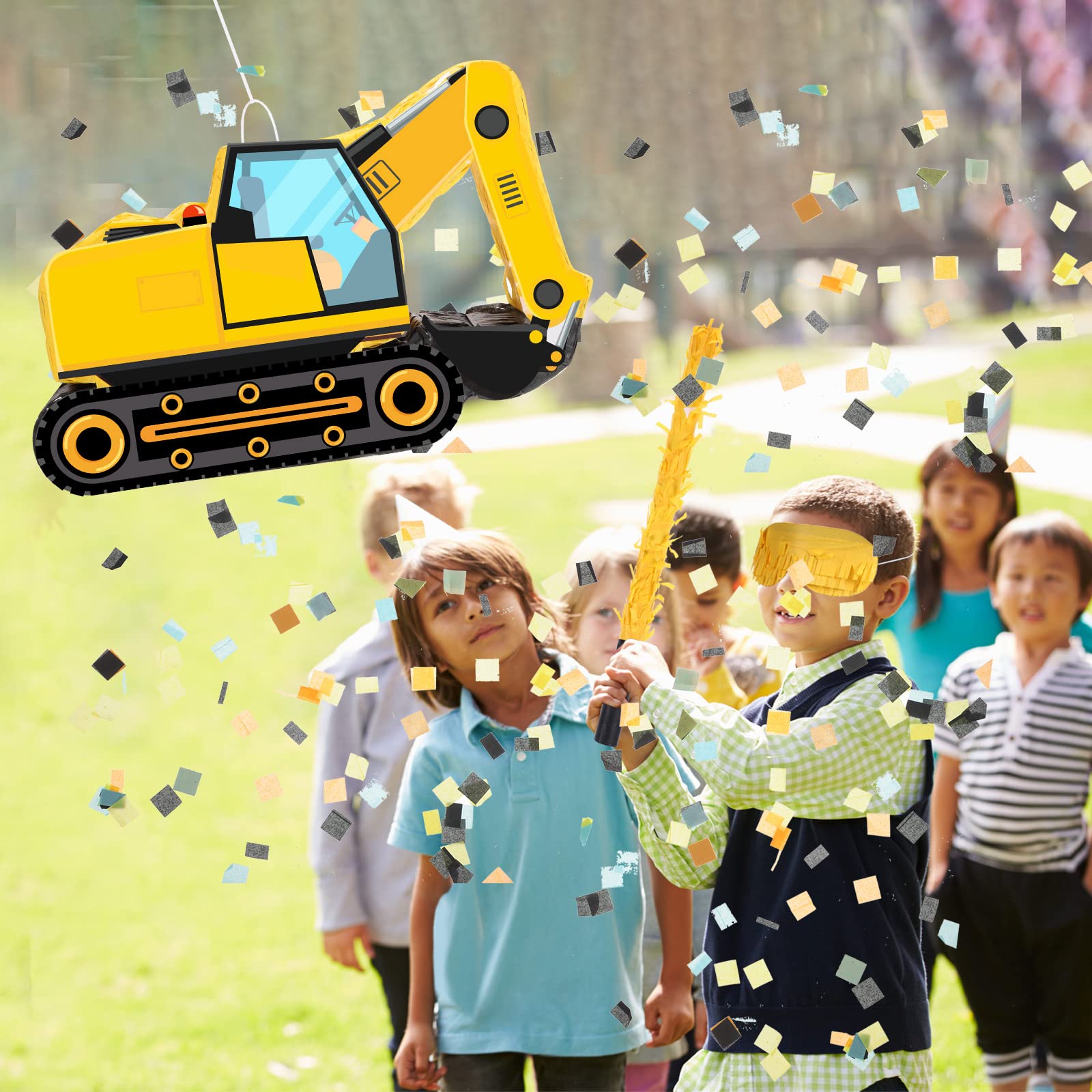 Aoriher bright yellow construction pinata decor for a themed party.