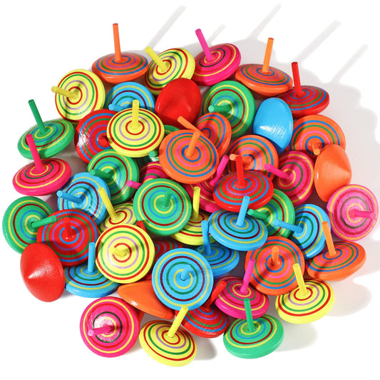 Aoriher colorful wooden spinning top, 24-piece set, ideal party favors and sensory play.