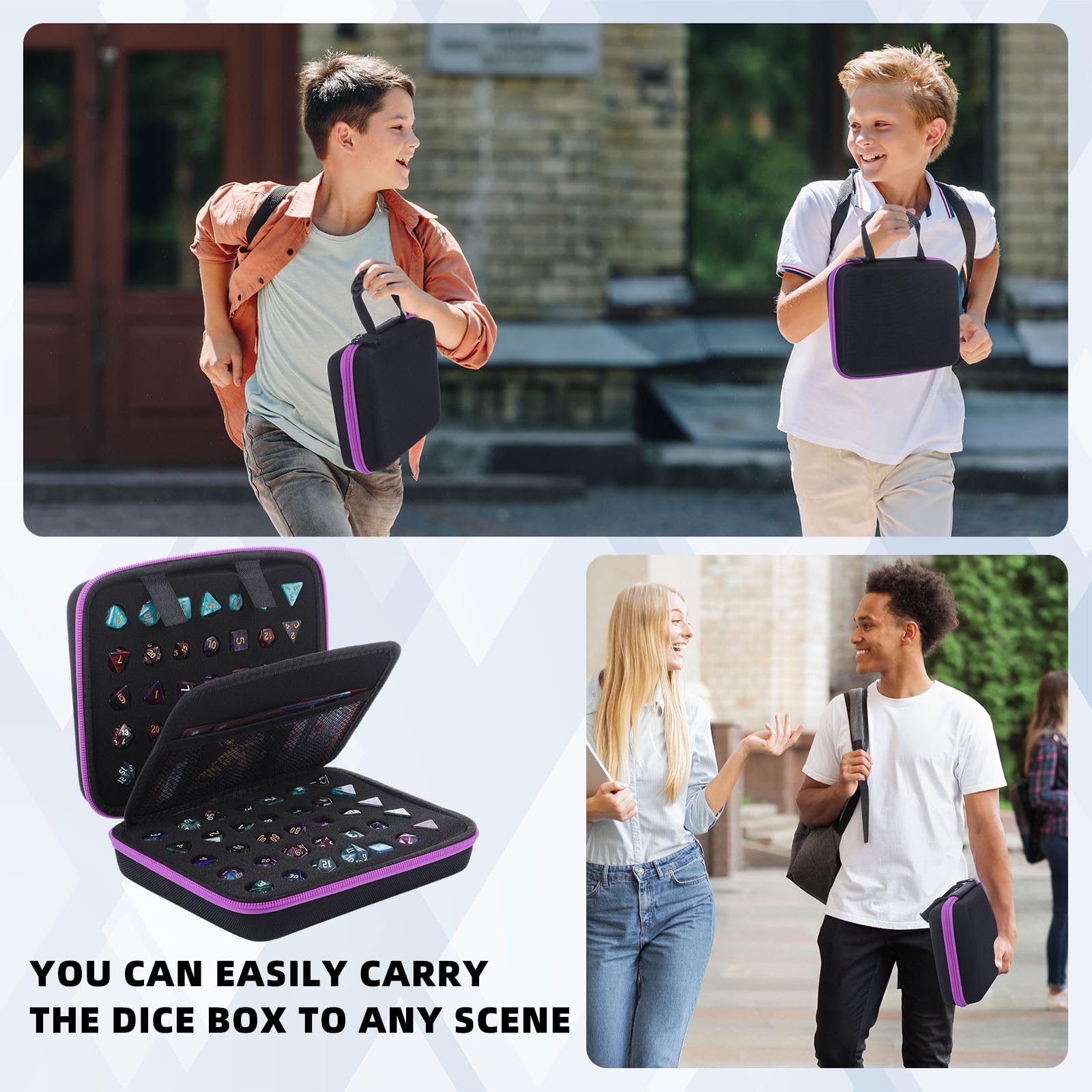 Aoriher holds up to 70 dice or 10 sets in one compact tray