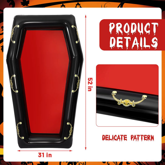 Aoriher Halloween coffin cooler with black and gold design enhances decor.
