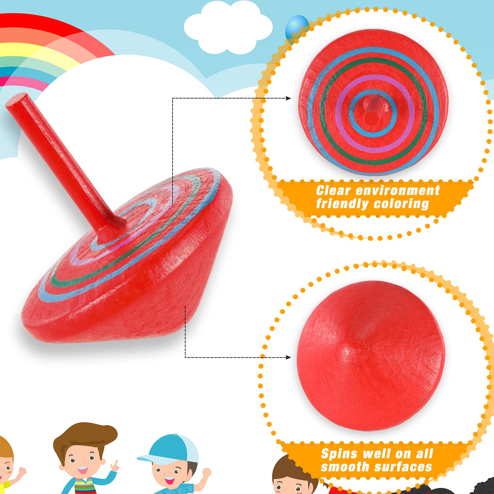 Aoriher party-favor wooden spinning top bright colors adds fun to celebrations.