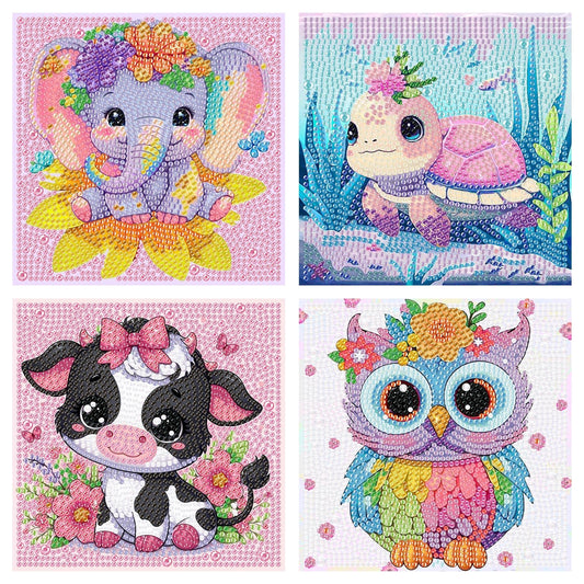 AOSGEDY cartoon diamond art kit contents with diamonds and tools