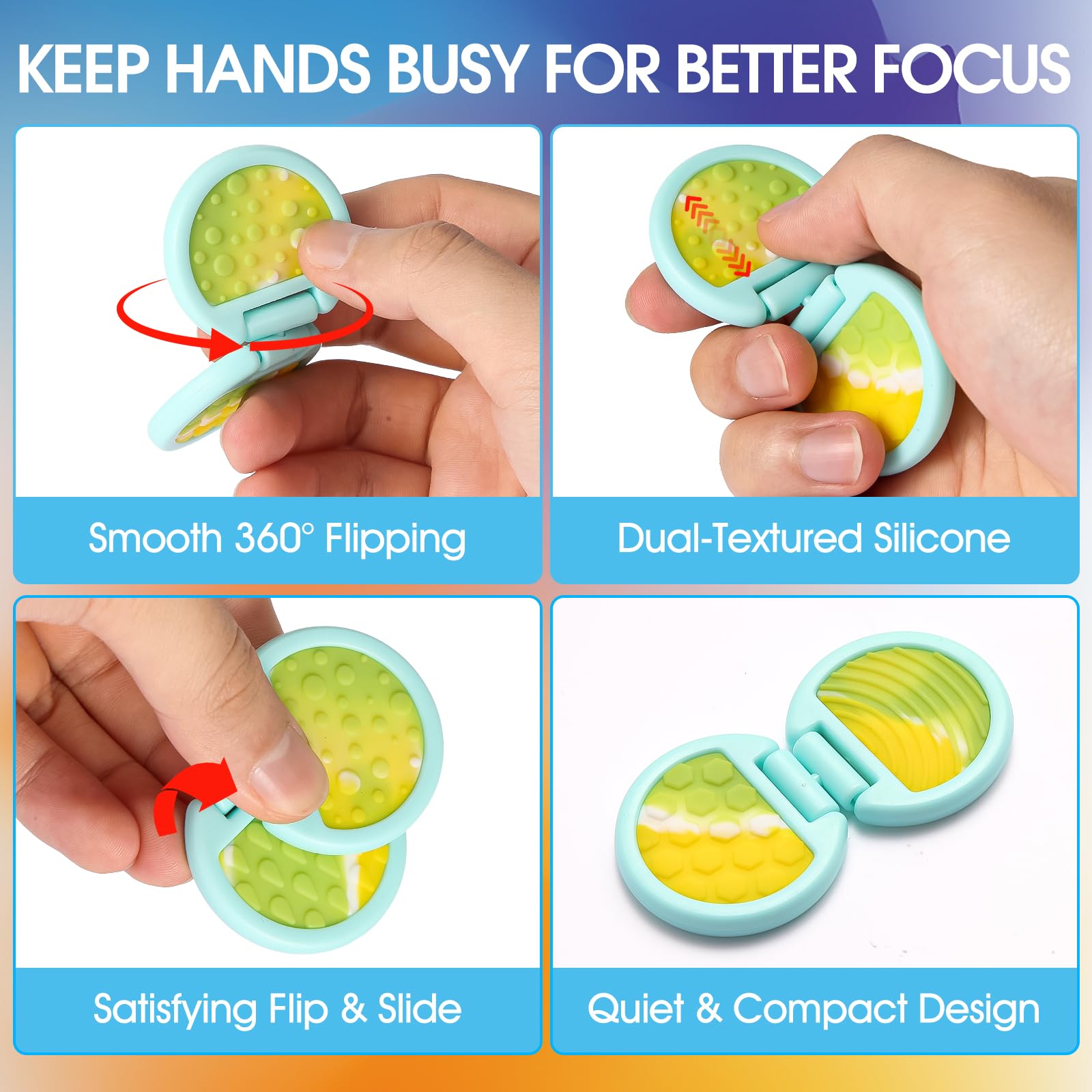 AOSTEONG camouflage fidget pack shot highlights colors for study breaks