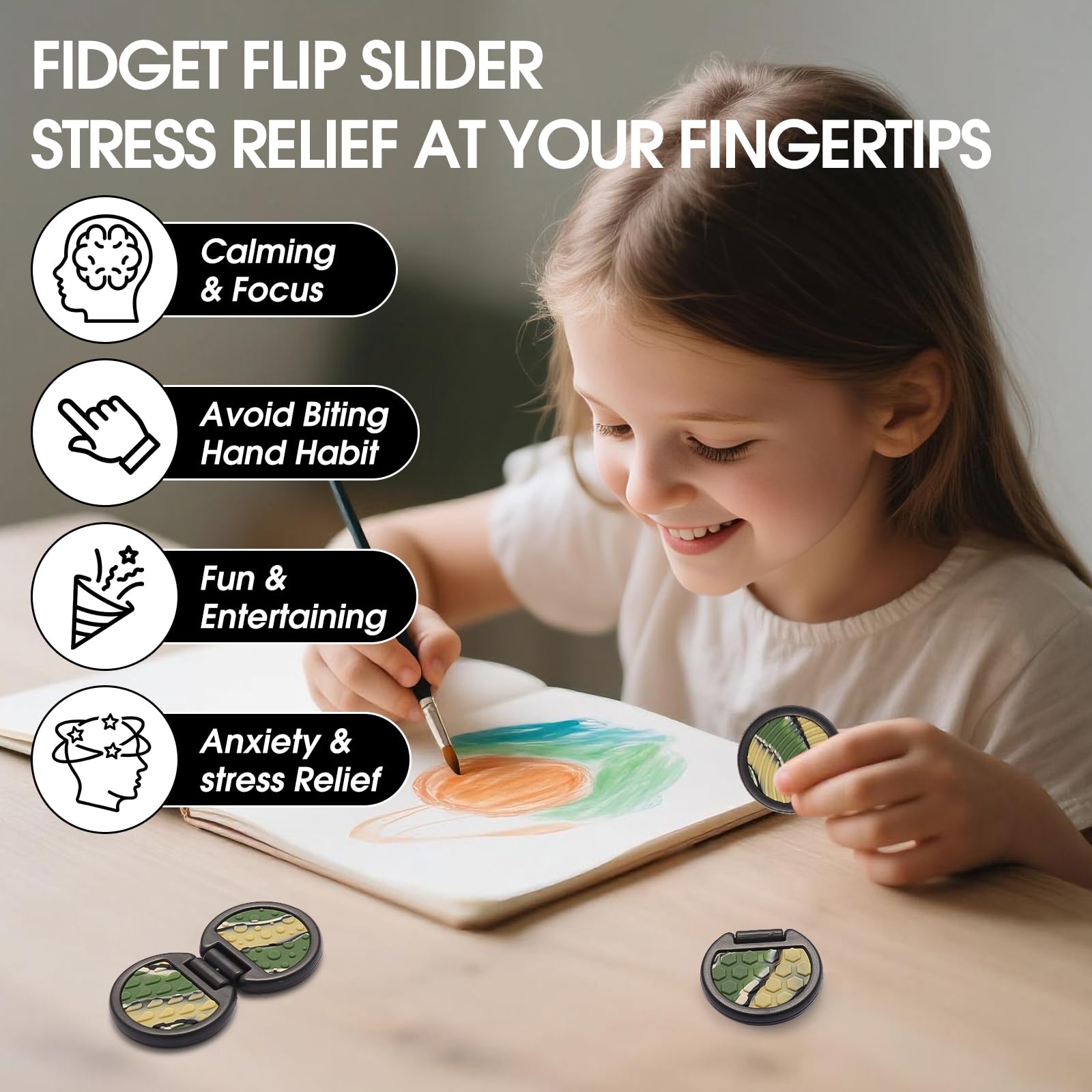 AOSTEONG fidget slider camo portable design fits pockets for on-the-go stress relief