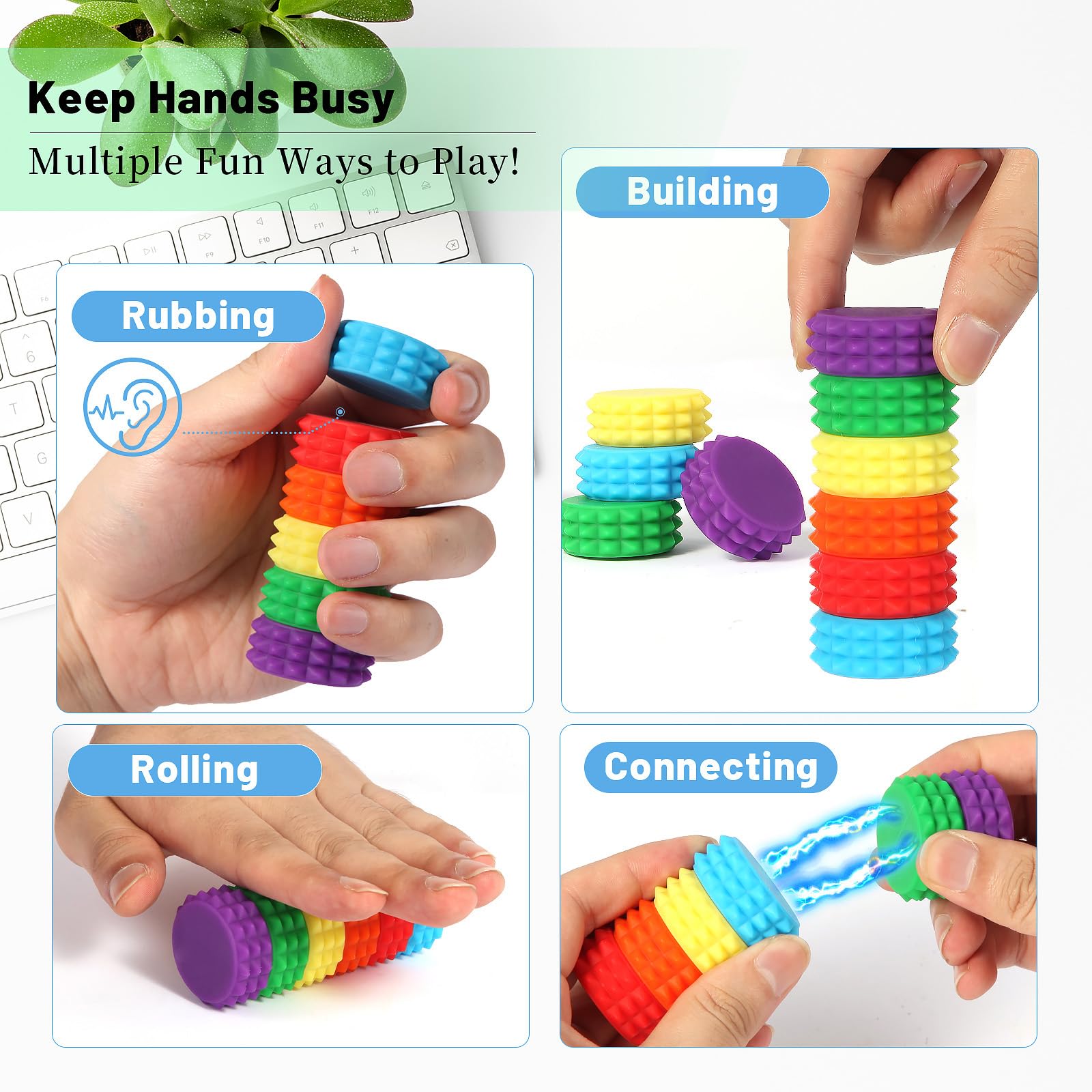 Aosteong compact storage box keeps the fidget set organized for travel.