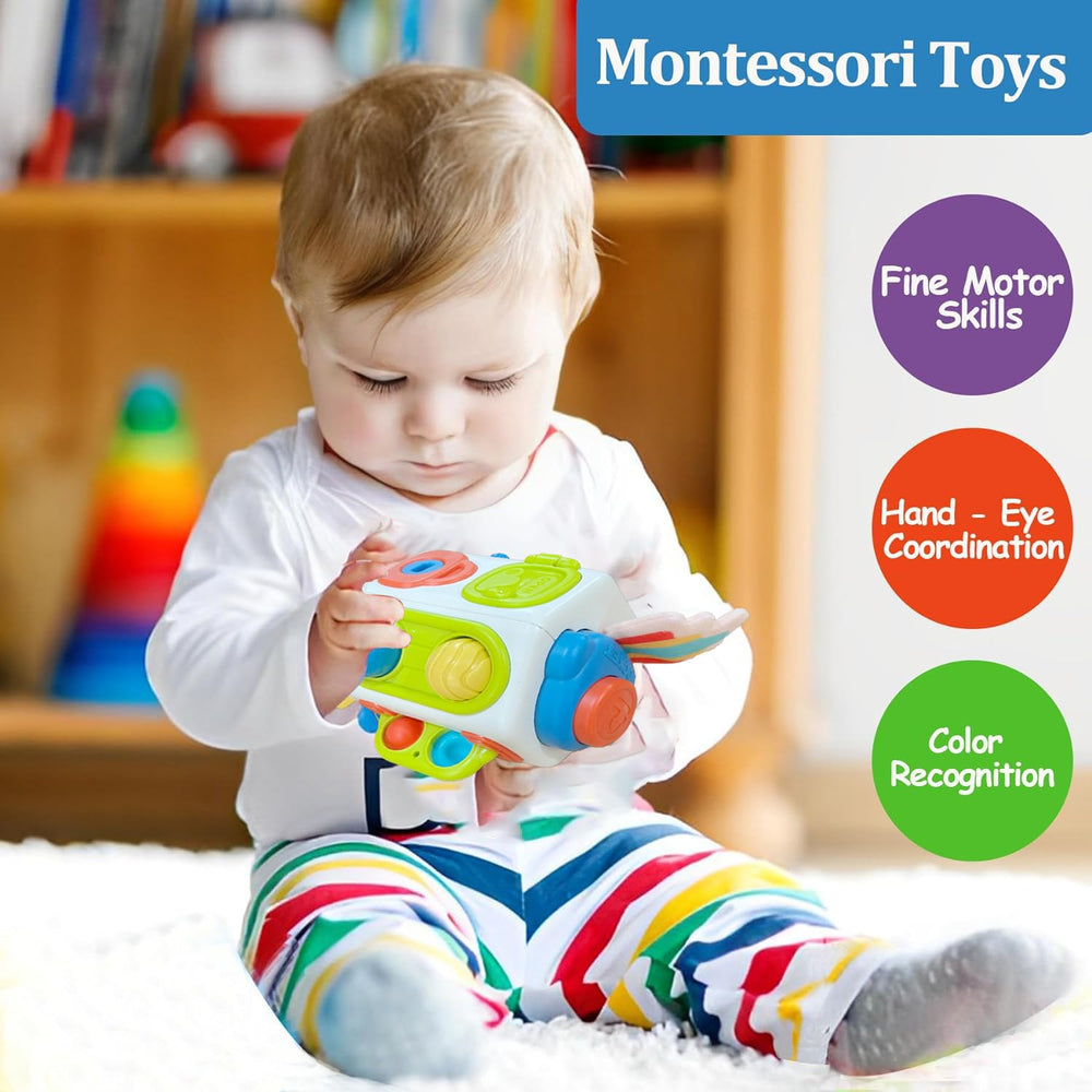AotBlcer Busy Cube hitting moles enhances focus and fine motor skills.