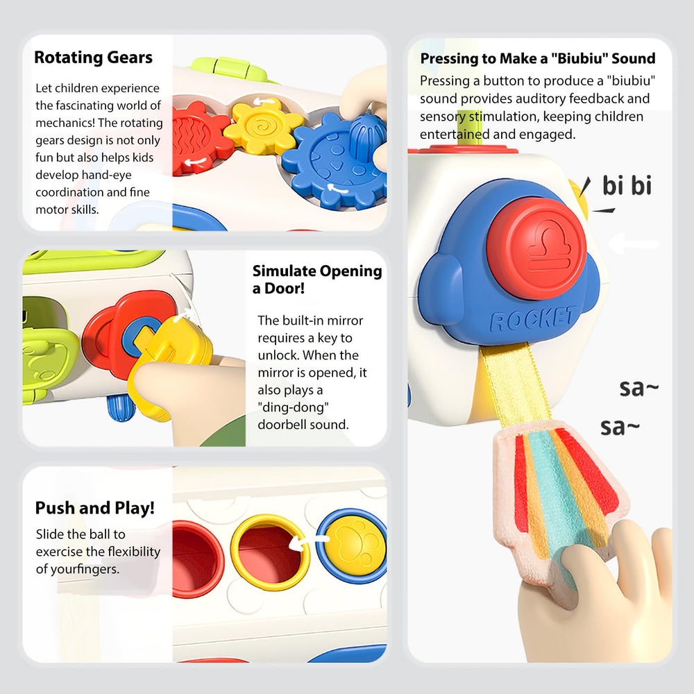 AotBlcer Busy Cube windmills spin for engaging visual tracking.