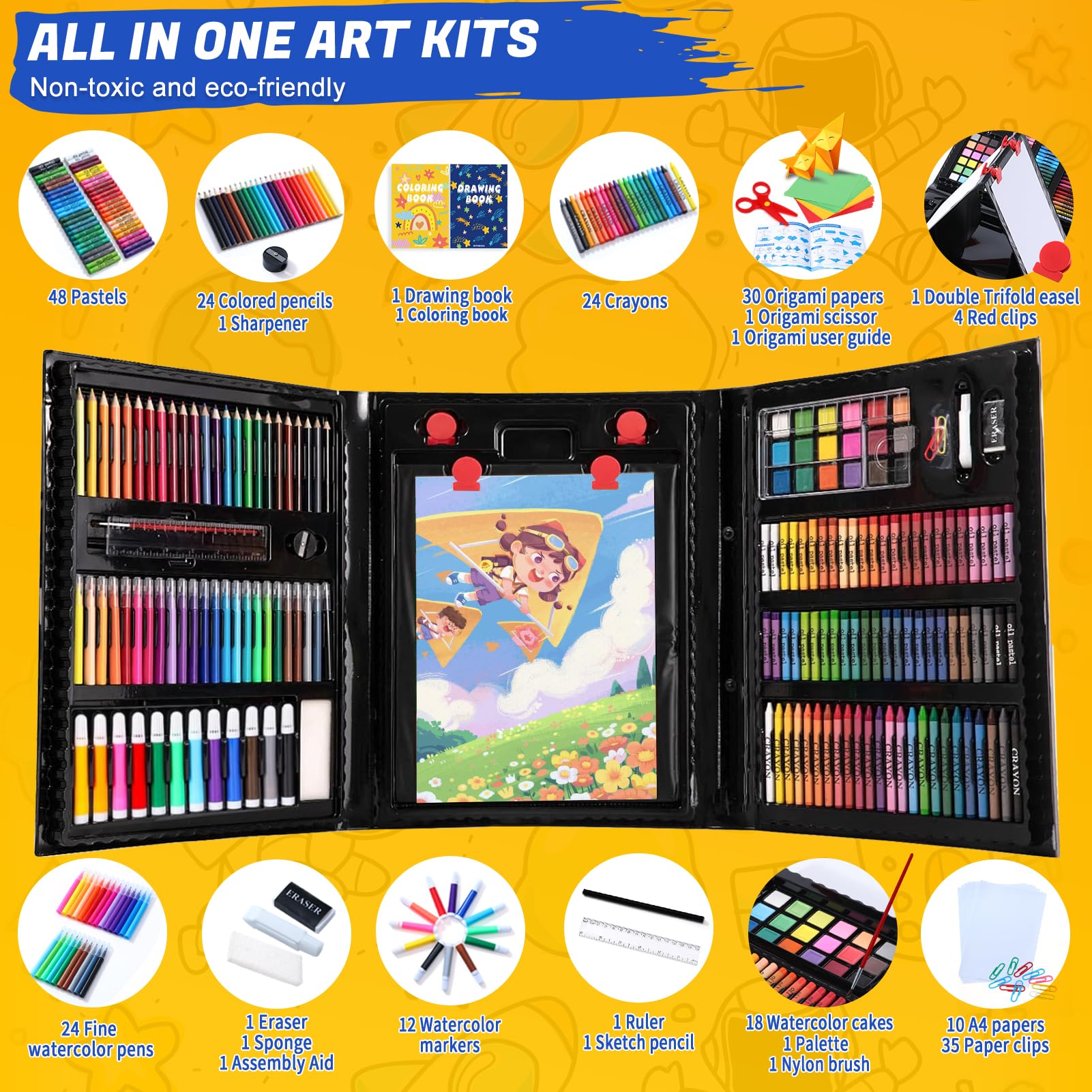 AOTEMOON all-in-one art kit colored pencils — smooth coloring for bold ideas.