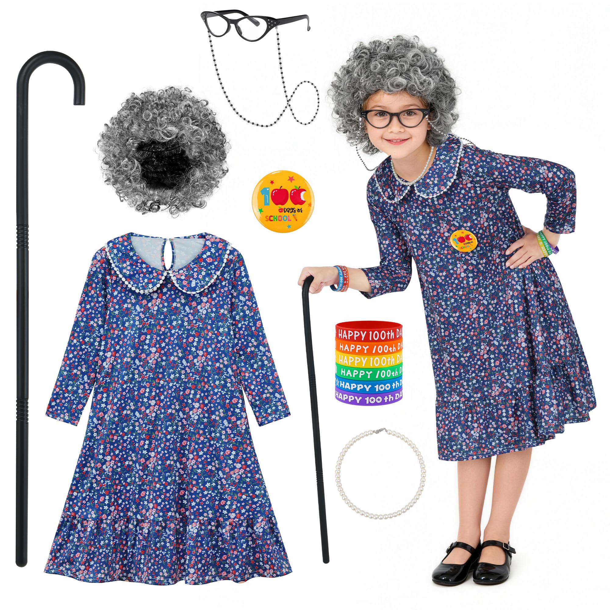 AOTHSO granny dress for kids, ideal for school parades and dress up