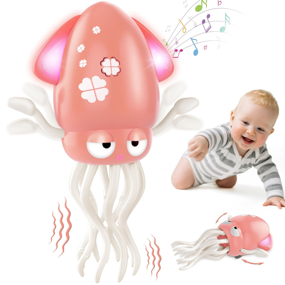 AOTIBO baby dancing octopus toy with pink lights supporting tummy time fun