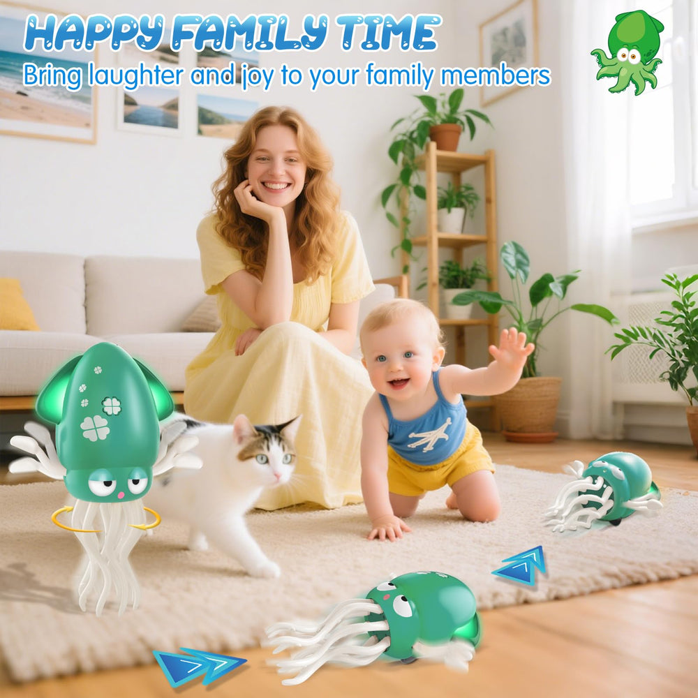 AOTIBO octopus toy green baby play session supporting exploration