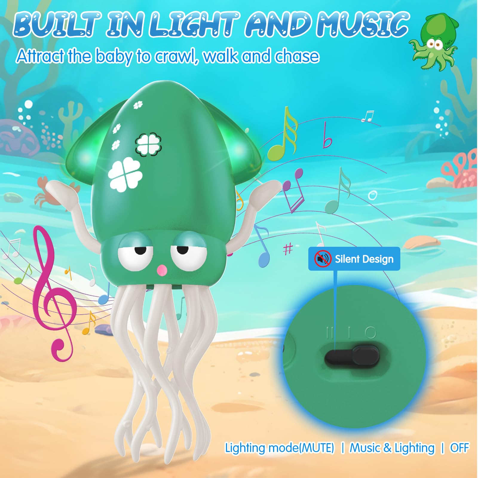 AOTIBO octopus toy green obstacle-sensor guiding smooth play