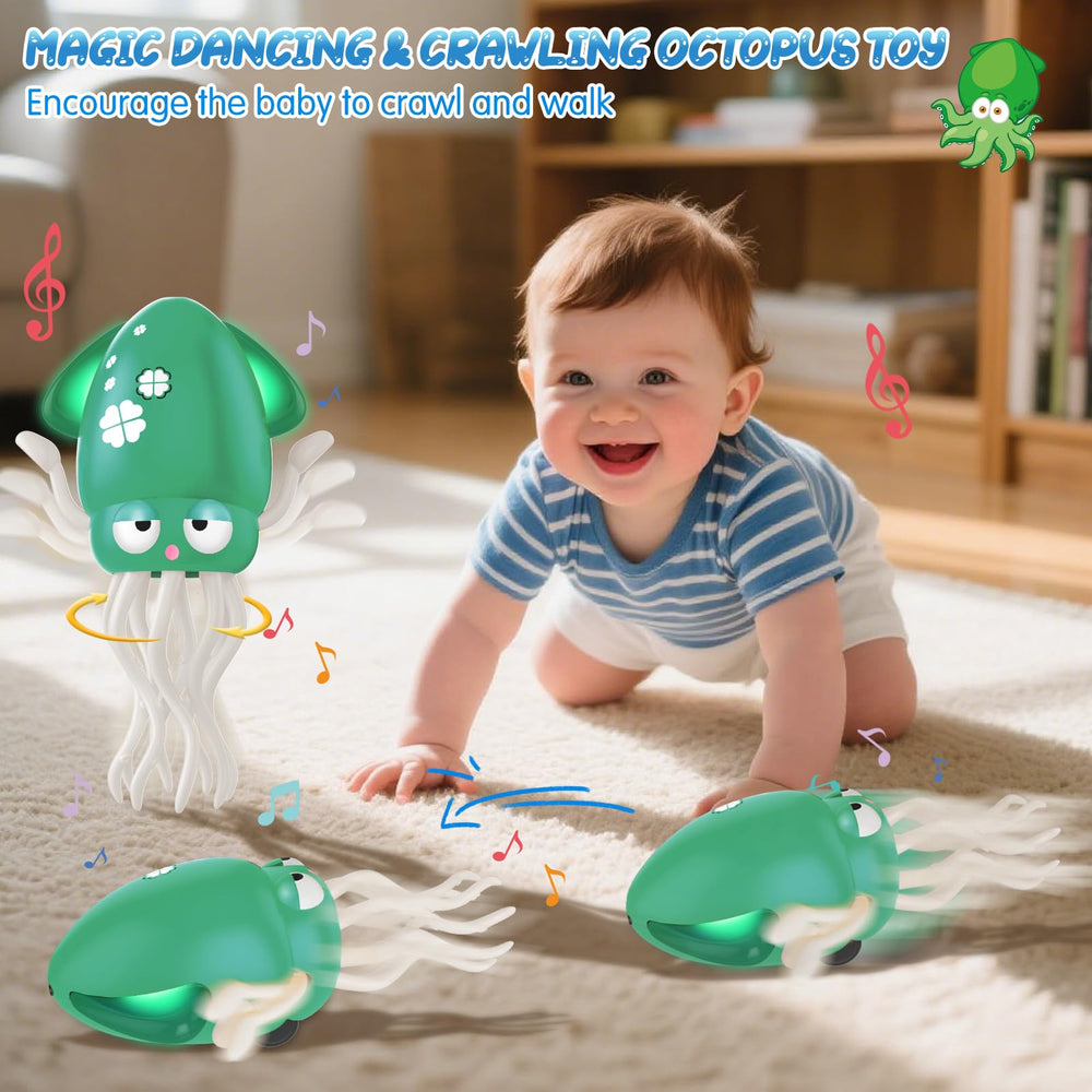 AOTIBO octopus toy green tummy-time action encouraging crawling