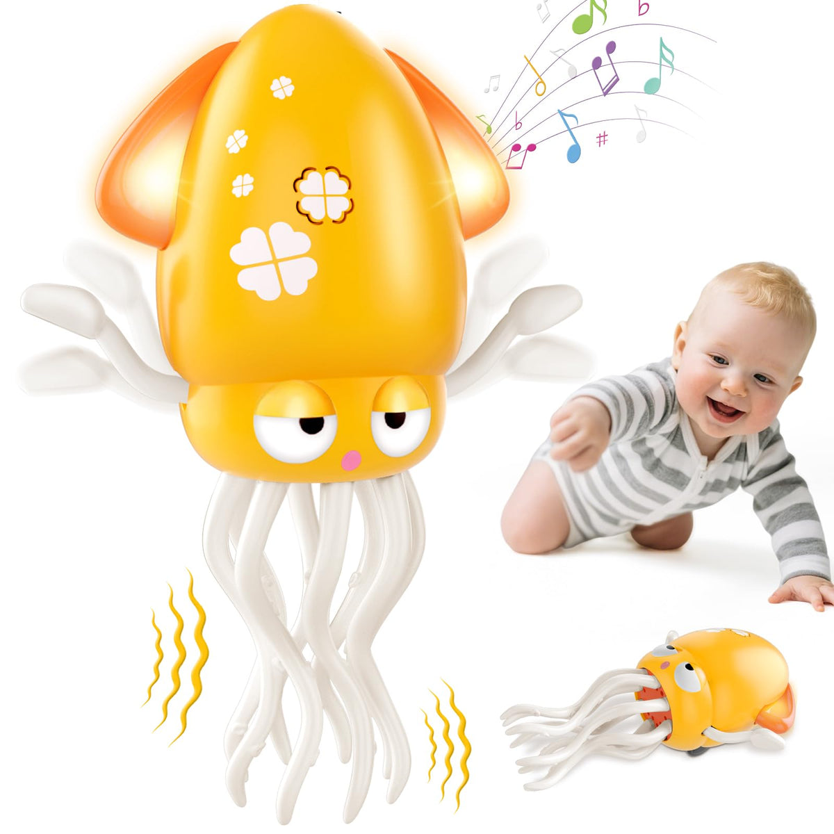 AOTIBO dancing octopus toy with lights encouraging baby to crawl and reach