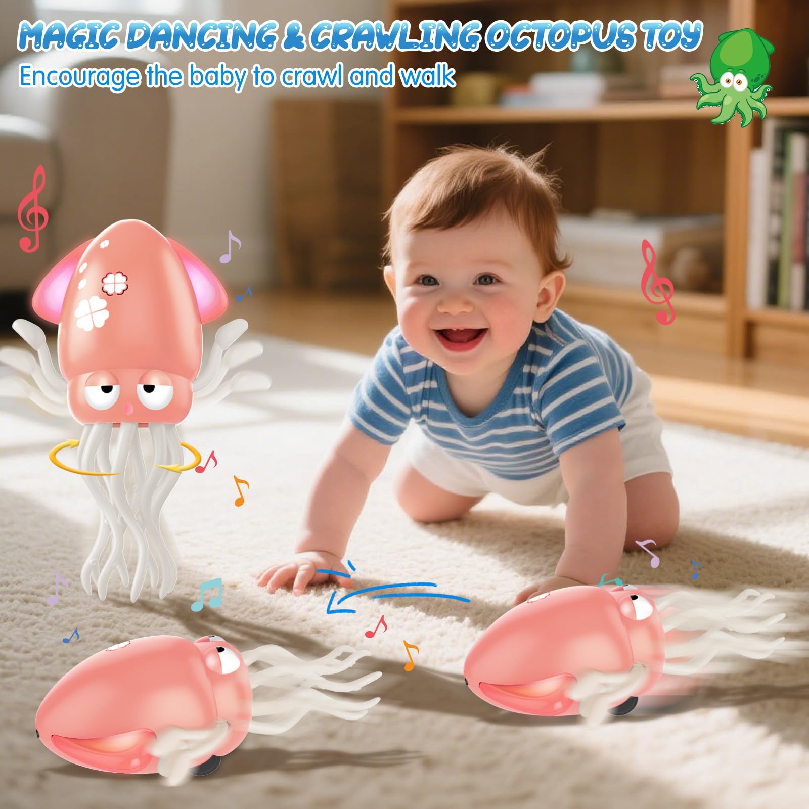 AOTIBO octopus toy crawls smoothly, encouraging early walking and active play