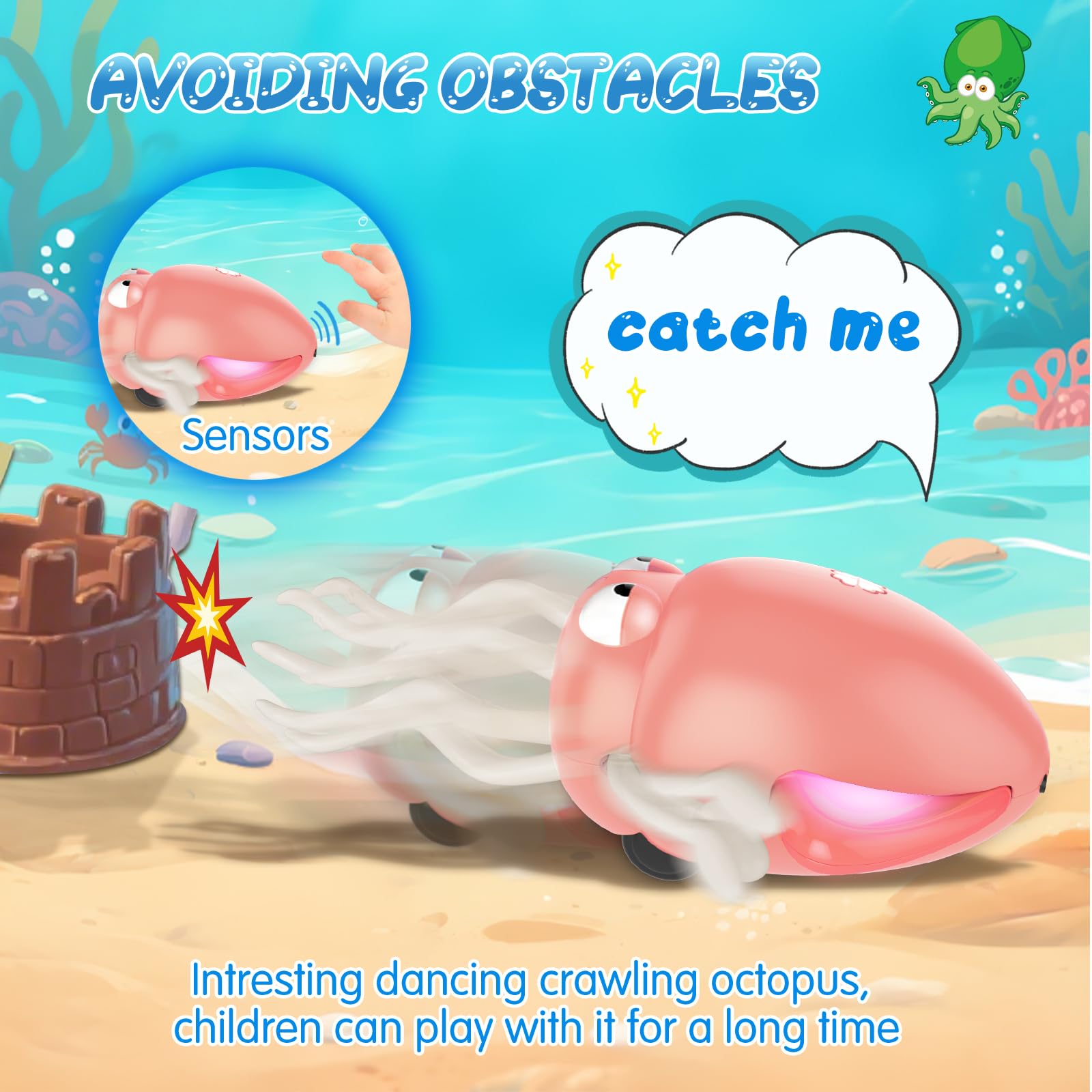 AOTIBO octopus toy with obstacle sensor preventing collisions during play