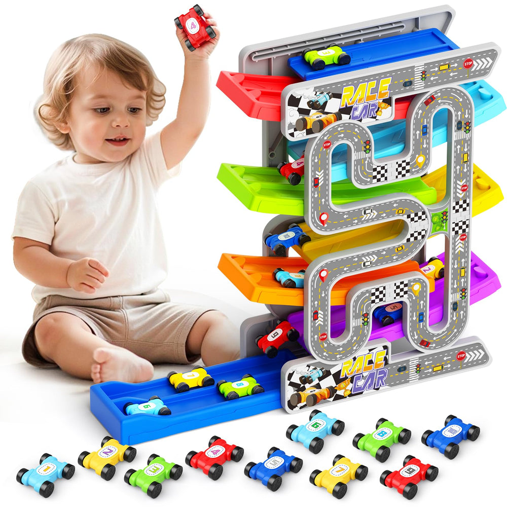 Aotipol double-track ramps for synchronized racing in bright colors