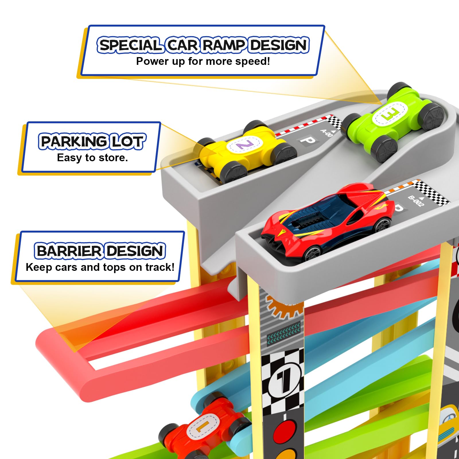 Aotipol Montessori race cars 12-piece set for color recognition and sequencing