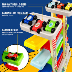 Aotipol rainbow-track car ramp with six colorful cars for visual tracking.