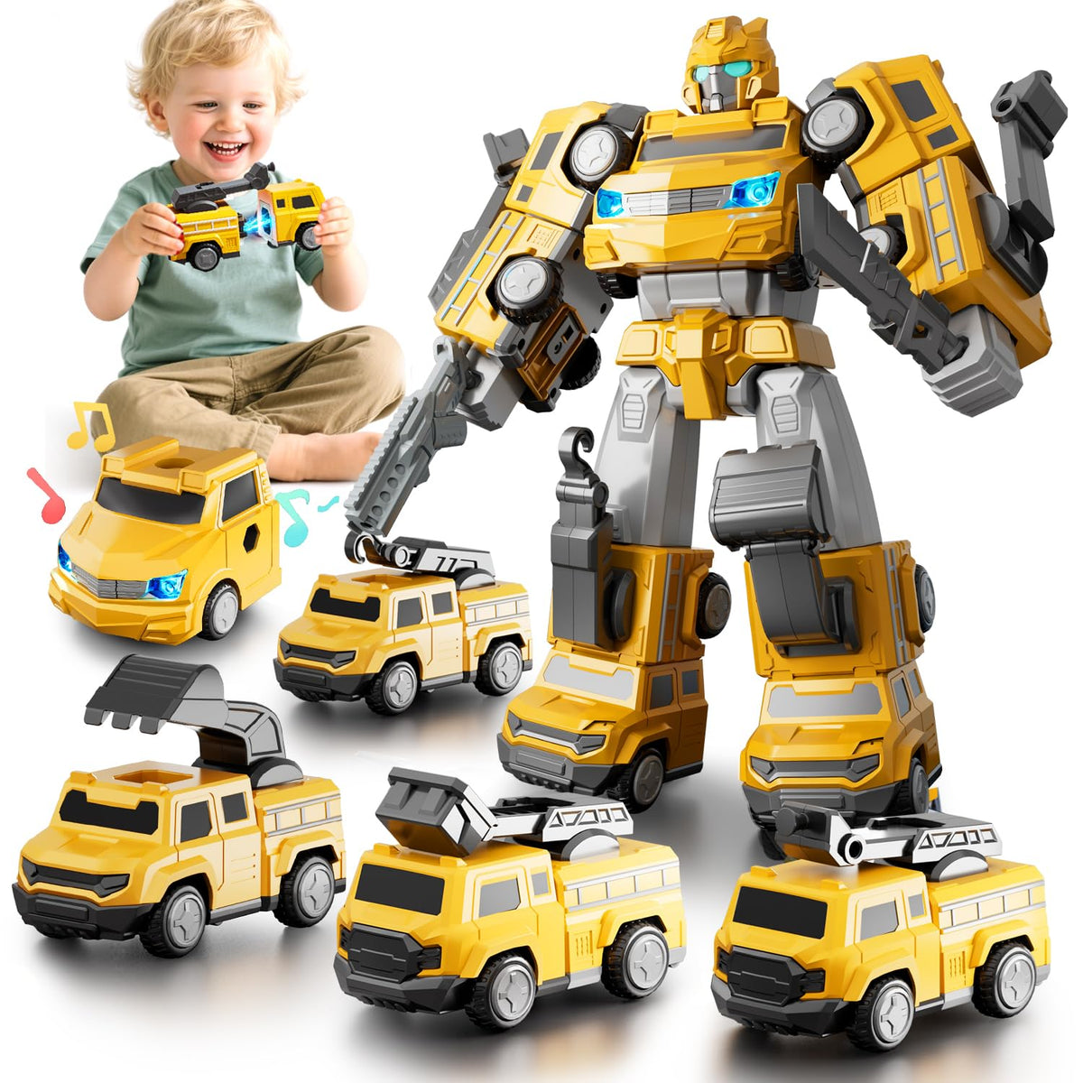 Aotonow 5-in-1 magnetic transform cars front view for imaginative play.