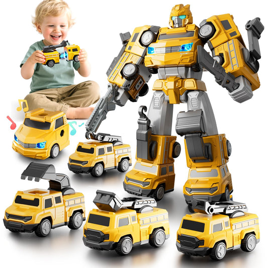 Aotonow 5-in-1 magnetic transform cars front view for imaginative play.