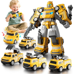Aotonow 5-in-1 magnetic transform cars front view for imaginative play.
