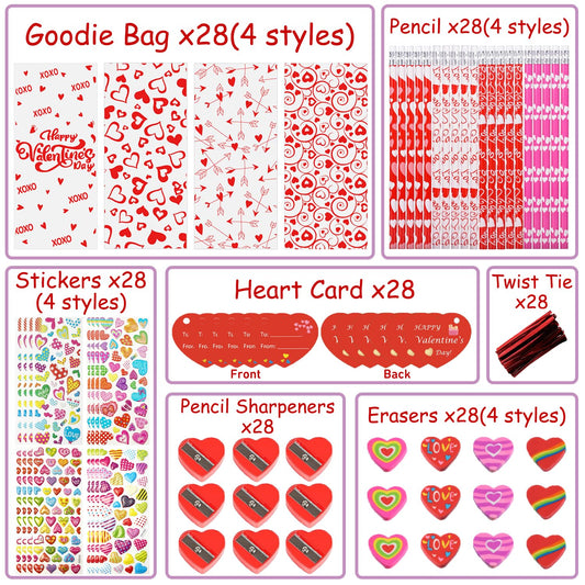 AouEtnay erasers highlight valentines exchanges with practical learning tools.