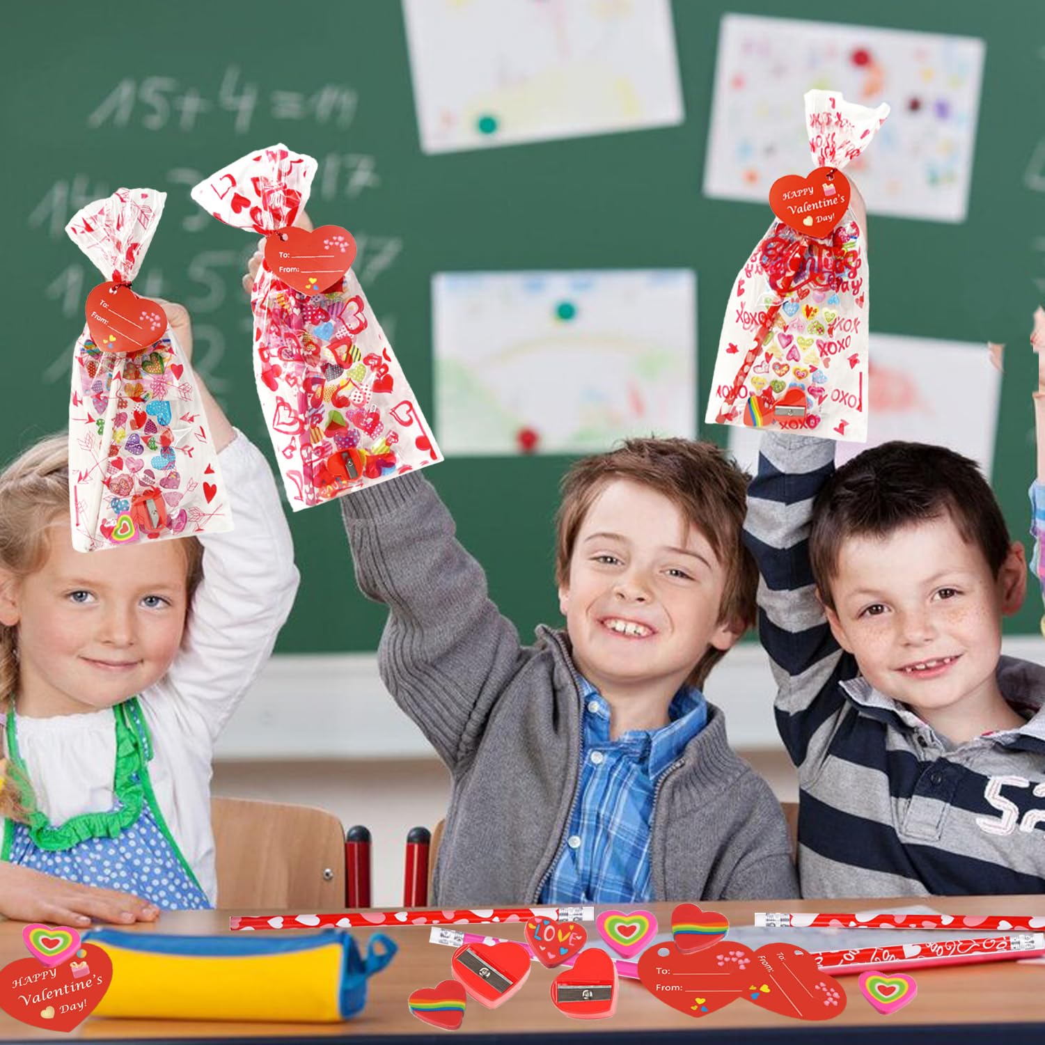 AouEtnay treat bags with twist ties organize party favors neatly.