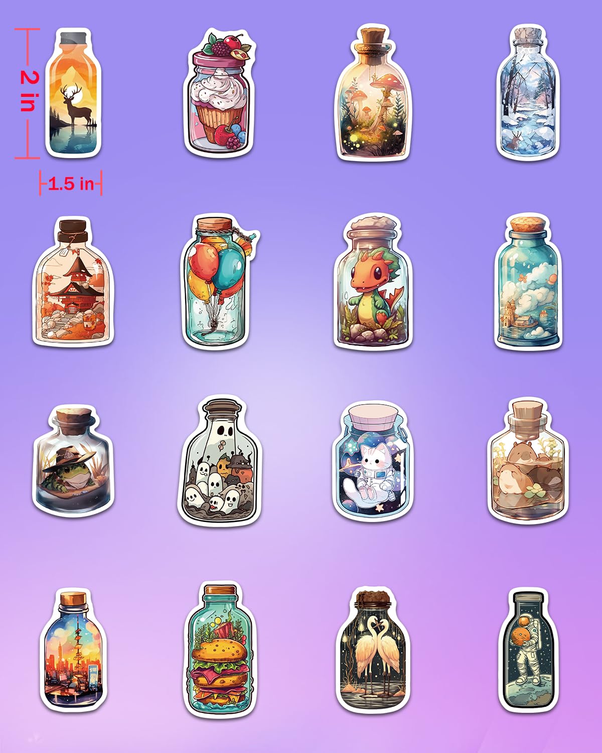 AOWDIAO 1.5 x 3 in stickers provide bold visuals on compact surfaces.