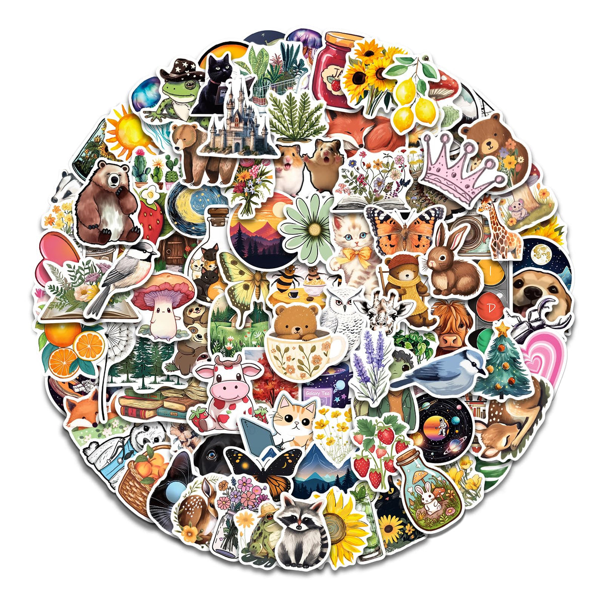 AOWDIAO stickers featuring animal designs for notebooks and planners.