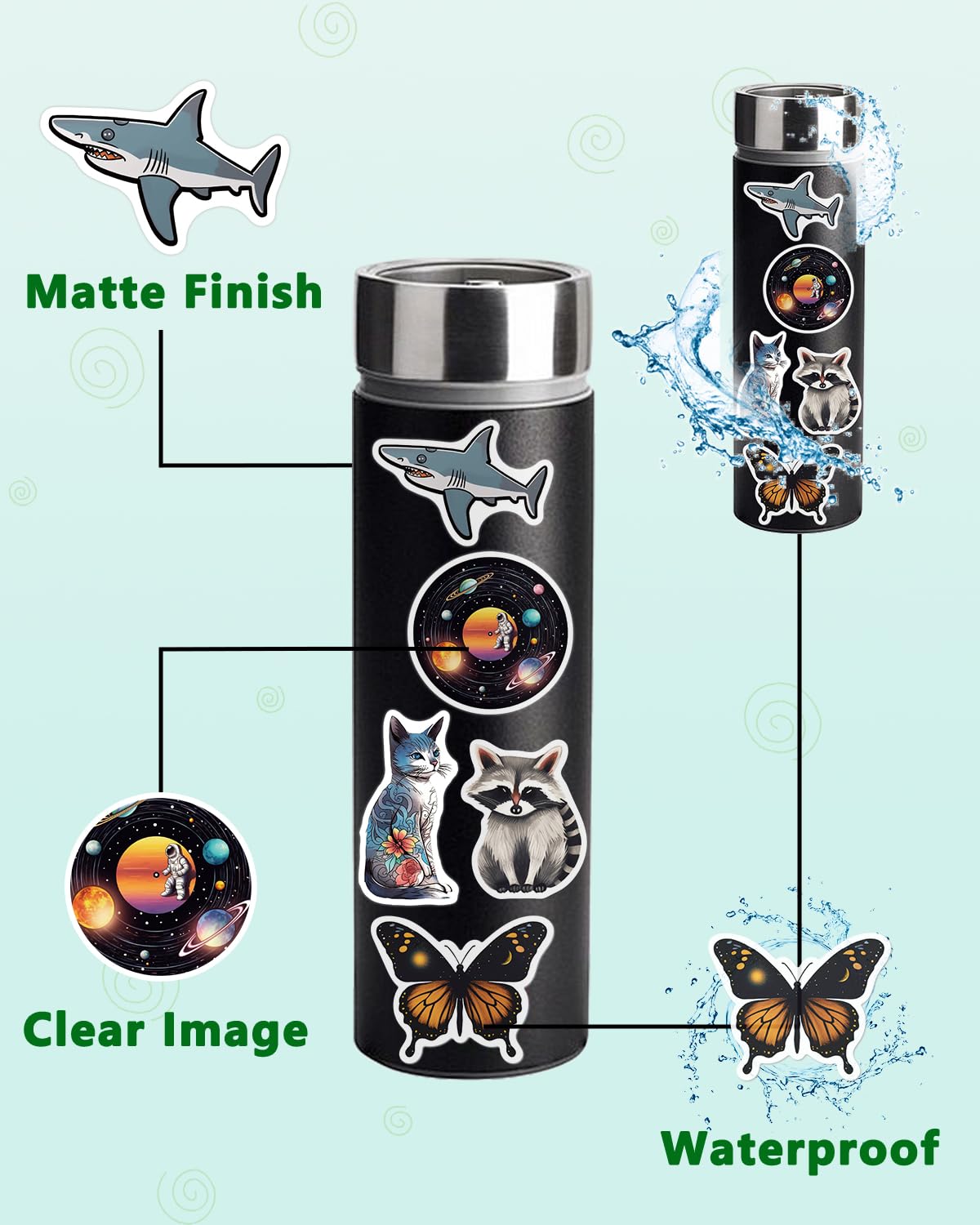 AOWDIAO notebook decor stickers enhance school supplies and organizers.
