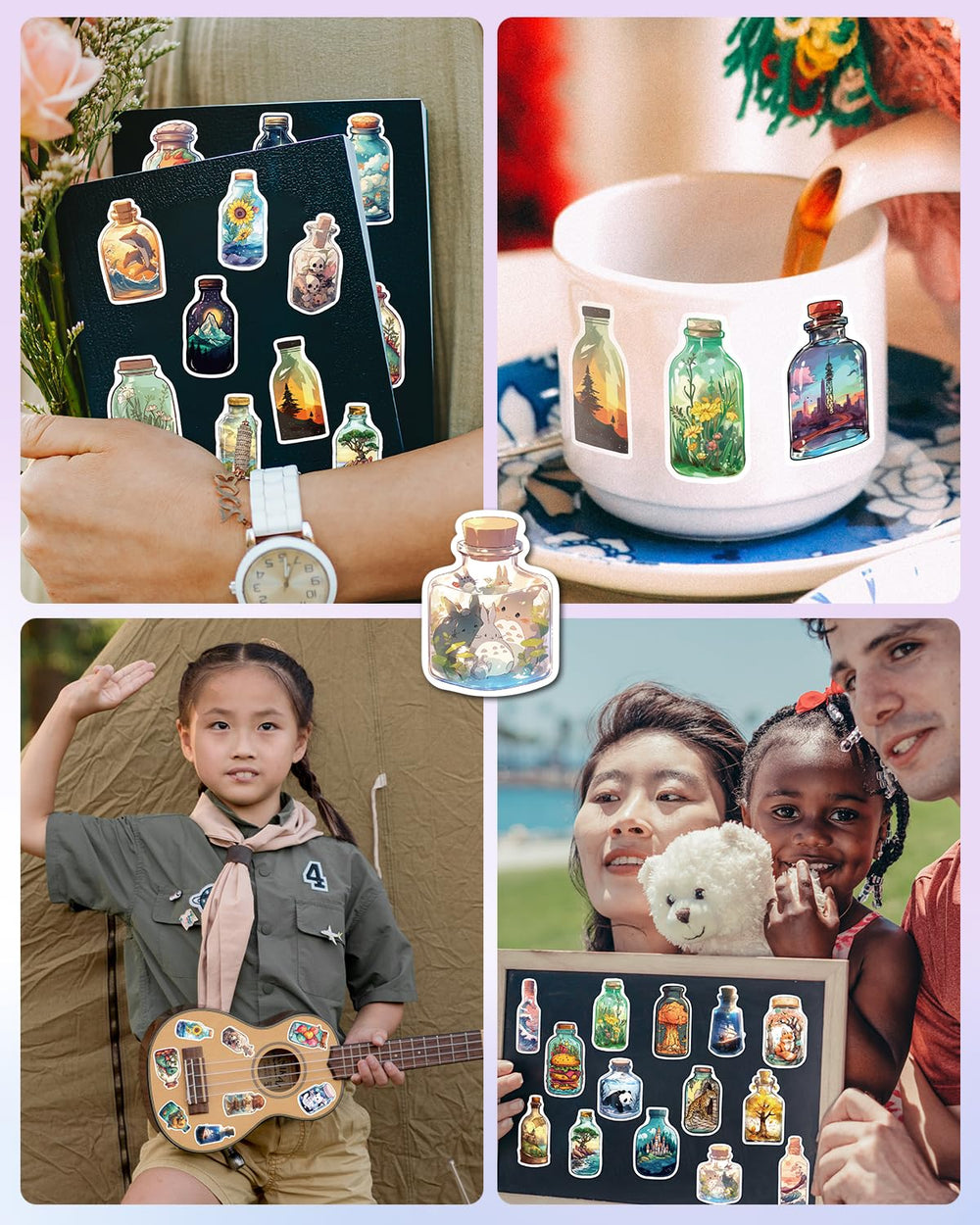 AOWDIAO waterproof colorfast stickers stay vibrant on bottles, laptops, and desktops.