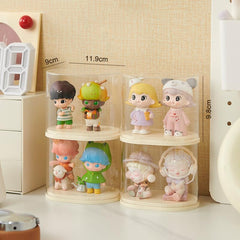 AOWIS stackable display box optimizing vertical storage and stability