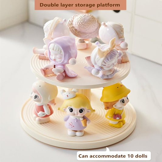 AOWIS stackable wall-mounted display saves space while securely presenting dolls vertically.