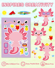 Aowplc Axolotl Make-a-Face stickers peel and stick cleanly on gifts