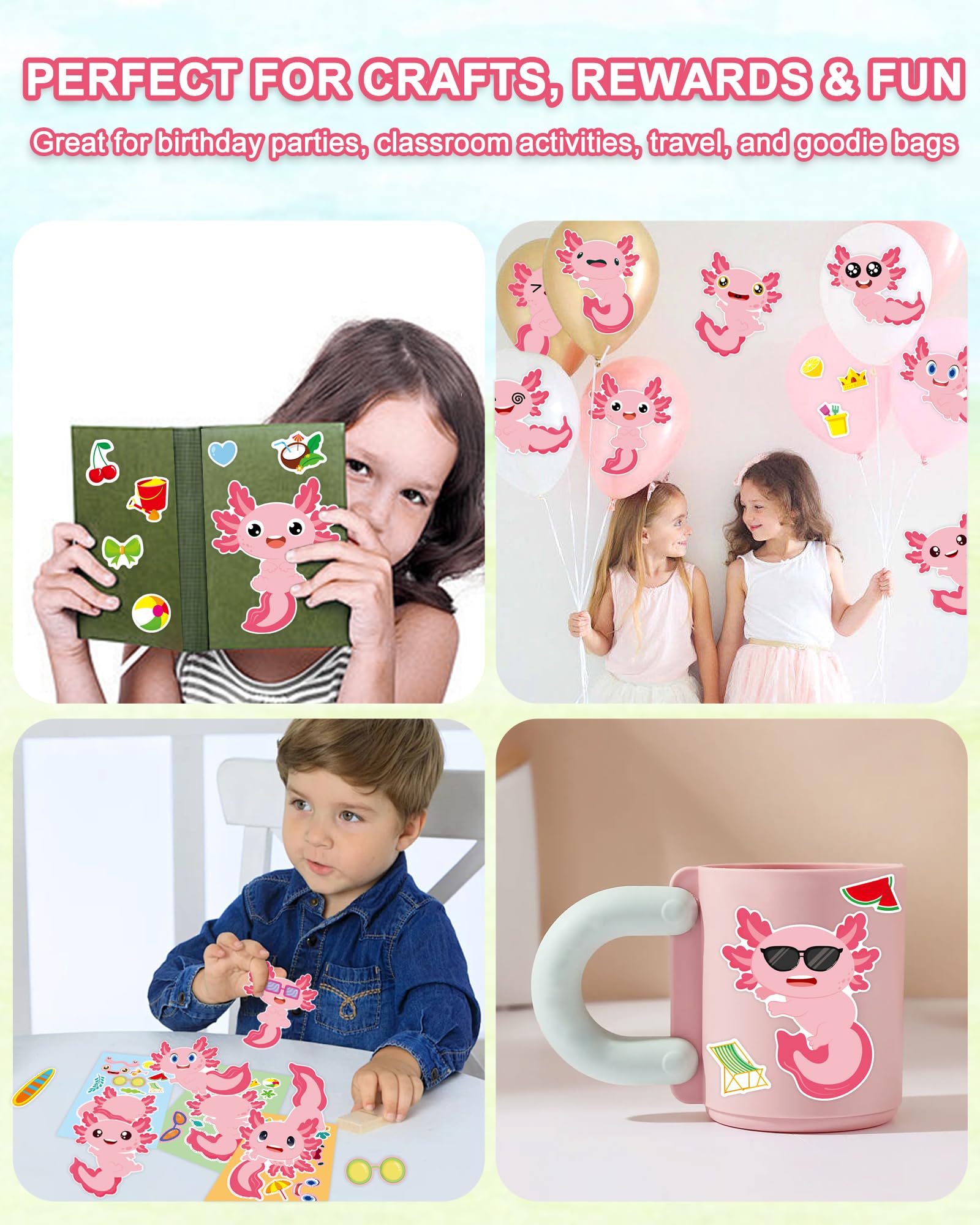 Aowplc Axolotl Make-a-Face sticker adhesion is residue-free on surfaces