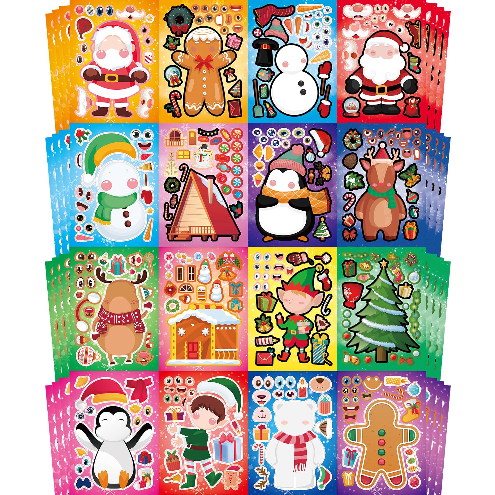 Aowplc Christmas stickers featuring Santa for festive crafts and party favors.