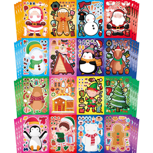 Aowplc Christmas stickers featuring Santa for festive crafts and party favors.