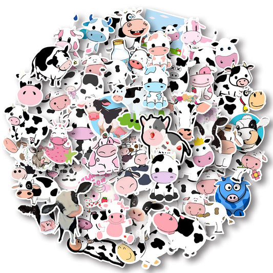 Aowplc cow stickers pack: 50 cute vinyl designs for kids' crafts and backpacks.