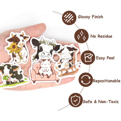 Aowplc cow stickers strong-adhesion-removable to smooth surfaces without residue.