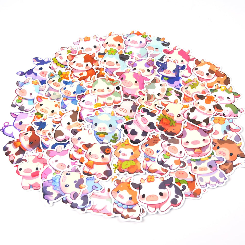 Aowplc cute cow stickers on laptop for playful personalization and easy customization