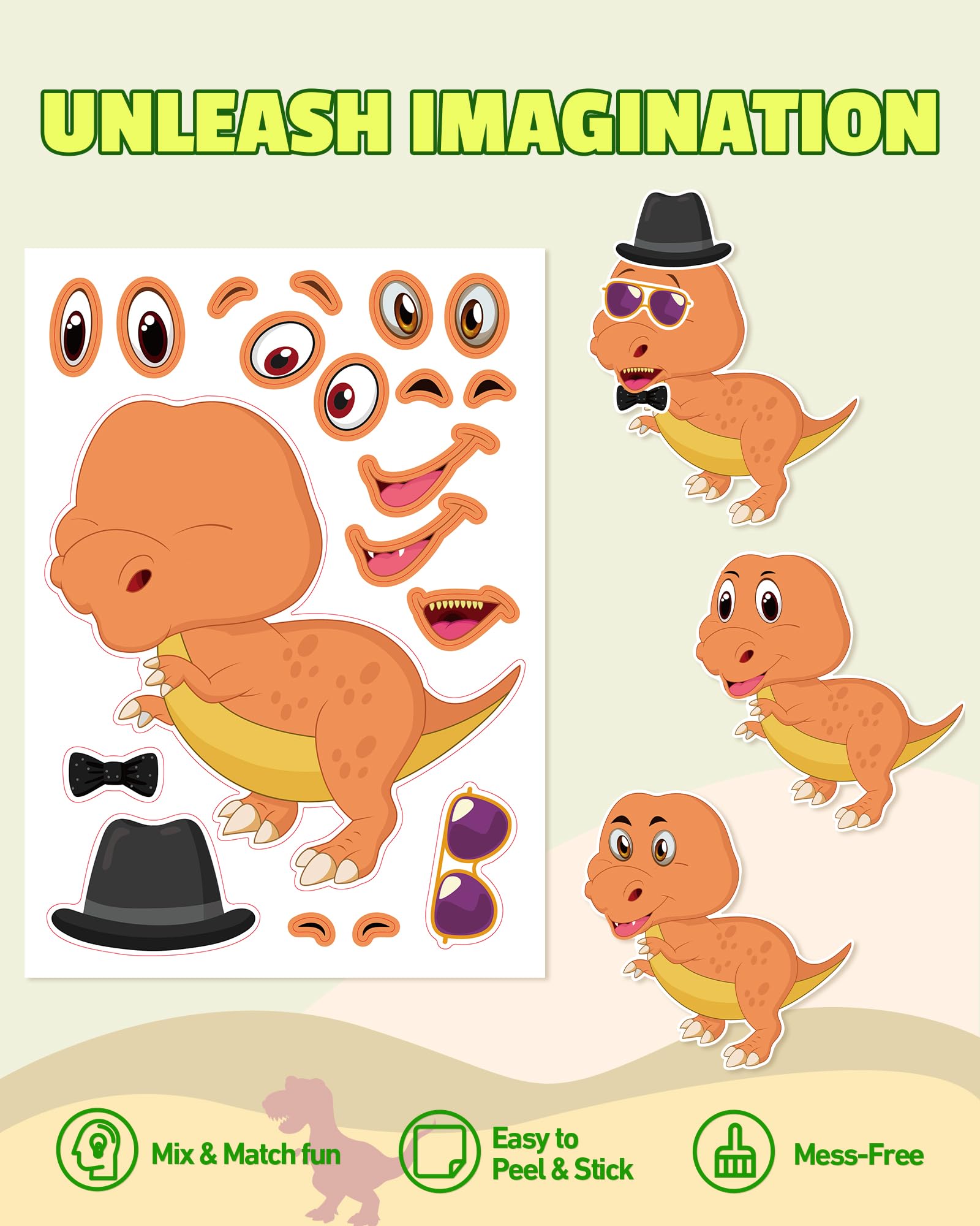 Aowplc dinosaur sticker accessories for classroom crafts and activities.