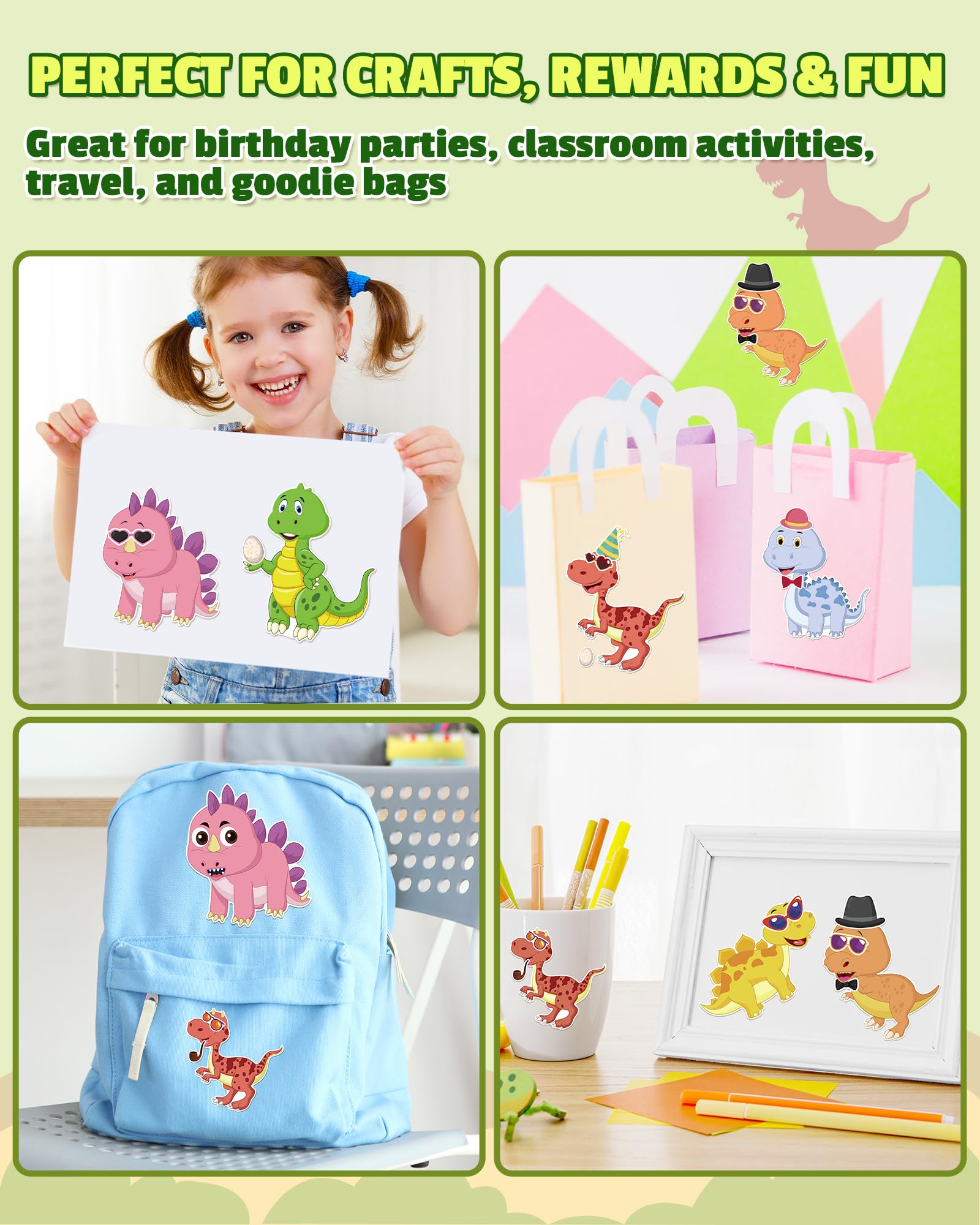 Aowplc dinosaur sticker sheets as party favors and gifts.