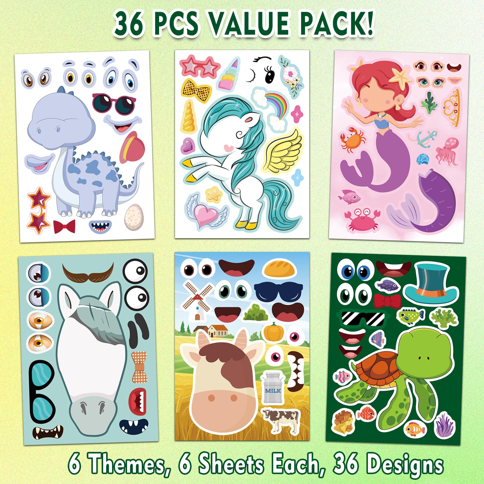 Aowplc Make-A-Face horses sheet for creative sticker play and crafts.