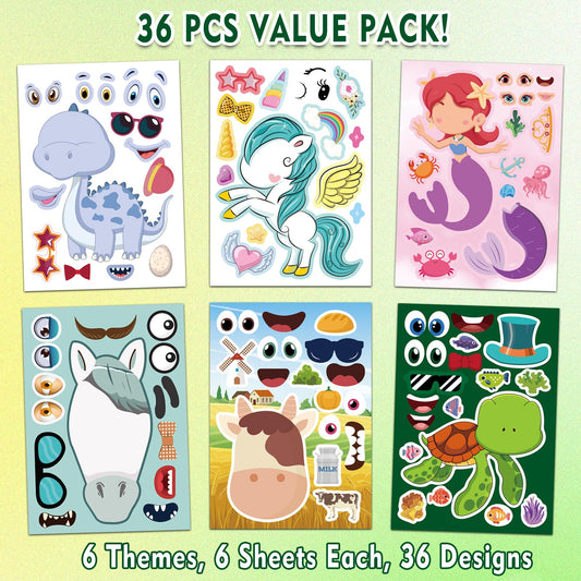 Aowplc Make-A-Face horses sheet for creative sticker play and crafts.